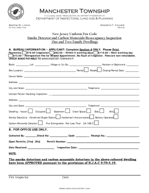 New Jersey Smoke Detector and Carbon Monoxide Inspection Form