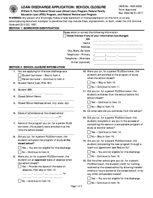 Loan Discharge Application School Closure