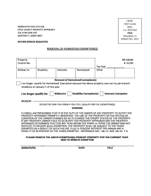 Florida Homestead Exemption Removal Form