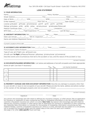 Aviation Loss Statement Form