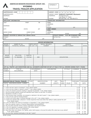 Travel Trailer Insurance Application