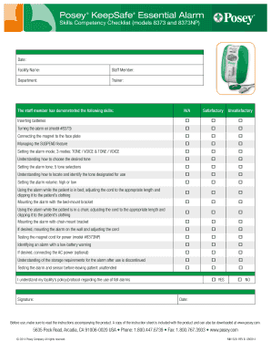 Posey KeepSafe Essential Alarm Skills Competency Checklist