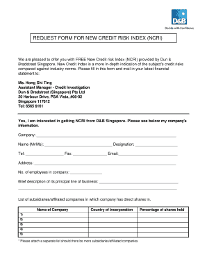 New Credit Risk Index Request Form