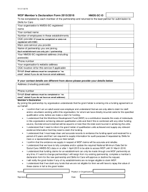 WDF Member’s Declaration Form 2015/2016