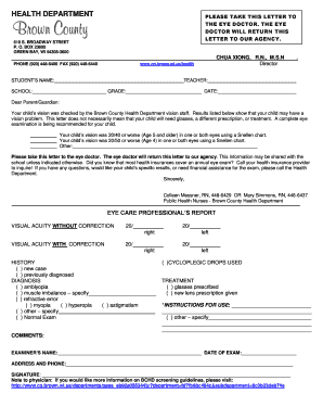 Vision Screening Referral Letter