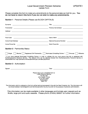Local Government Pension Scheme Update Form