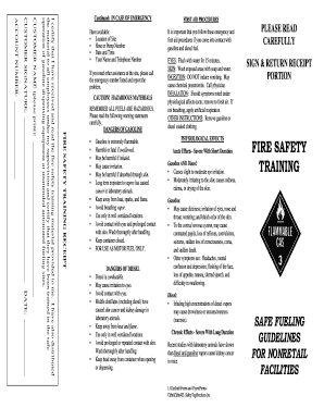 Fire Safety Training Receipt