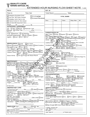 Extended Hour Nursing Flow Sheet