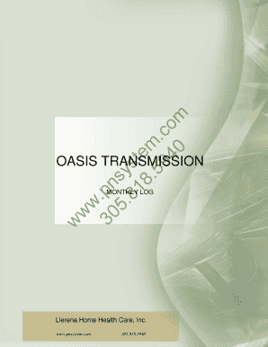 OASIS Transmission Log Control Form