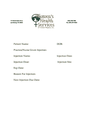 Patient Injection Record Form