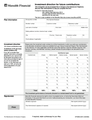 Manulife Investment Direction Form