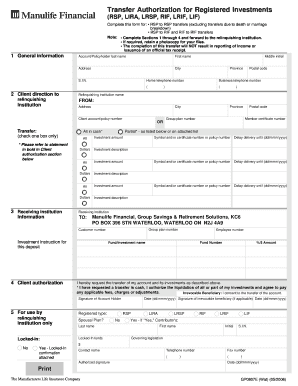 Transfer Authorization for Registered Investments