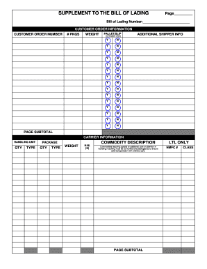 Supplement to the Bill of Lading