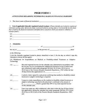 PBSR Form 1 - Financial Hardship Withdrawal Attestation