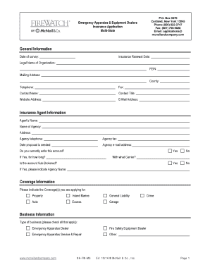 Emergency Apparatus Insurance Application