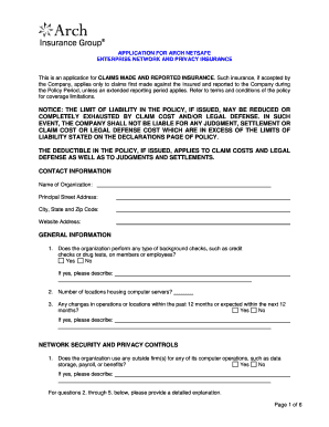 Arch NetSafe Enterprise Network and Privacy Insurance Application