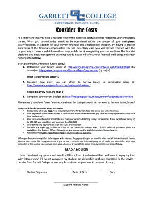 Student Loan Consideration Form
