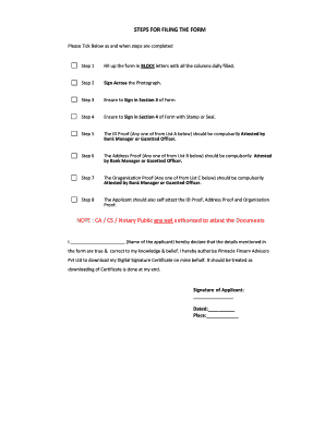 Digital Signature Certificate Subscription Form