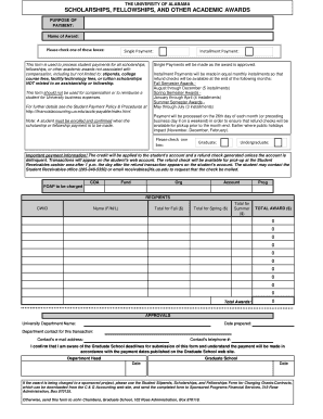 University of Alabama Scholarship Payment Form