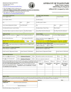 Affidavit of Wages Paid