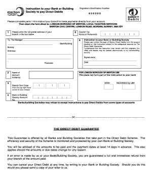 UK Council Tax Direct Debit Instruction Form