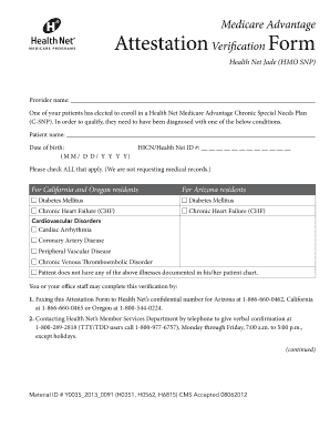 Medicare Advantage Attestation Verification Form