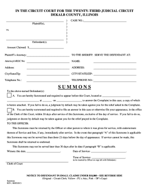 Illinois Small Claims Summons