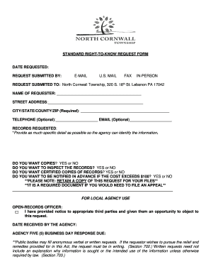 Standard Right-to-Know Request Form