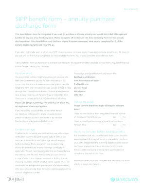 SIPP Benefit Form – Annuity Purchase