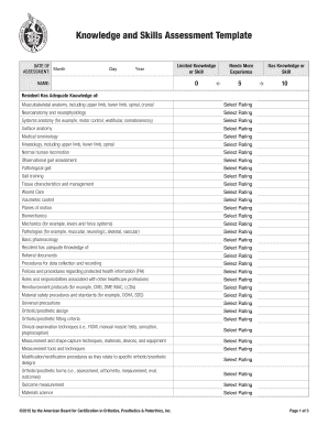 Knowledge and Skills Assessment Template