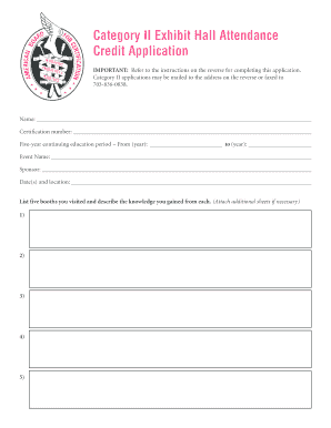 Category II Exhibit Hall Attendance Application