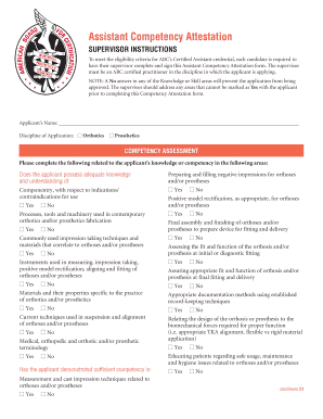 Assistant Competency Attestation Form