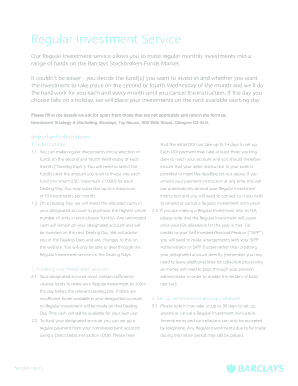 Barclays Regular Investment Service Form