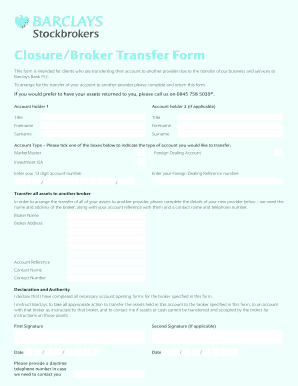 Barclays Account Closure/Transfer Form