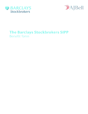 Barclays Stockbrokers SIPP Benefit Form