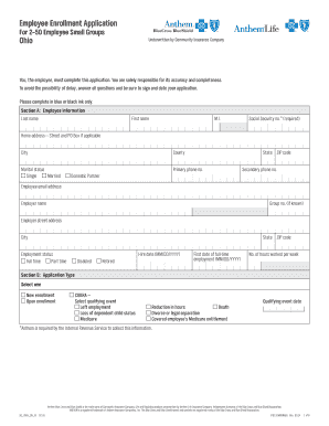 Employee Enrollment Application for Anthem Health Insurance