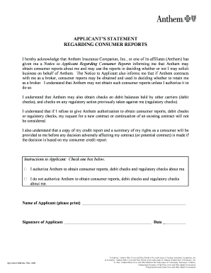 Applicant Authorization for Consumer Reports