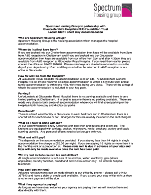 Spectrum Housing Group Short Stay Accommodation Booking Form