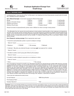 Employee ApplicationChange Form Small Group