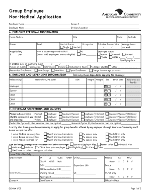 Group Employee Non-Medical Application