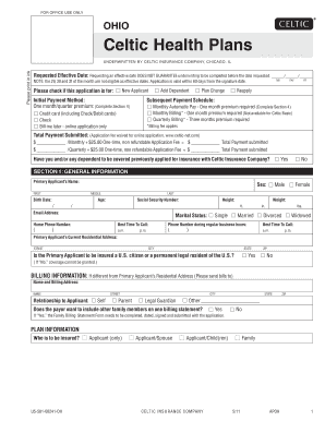 Celtic Health Insurance Application Form