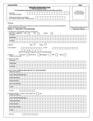 Subscriber Registration Form for NPS Account