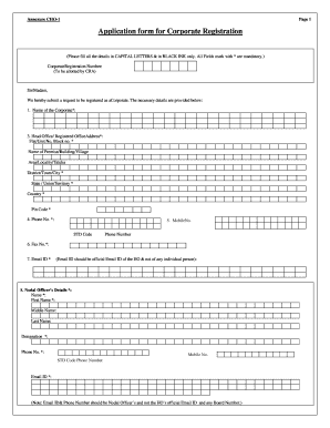 Corporate Registration Application Form