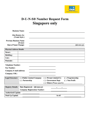 D-U-N-S Number Request Form
