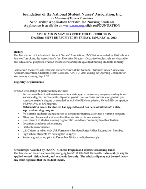 FNSNA Scholarship Application for Nursing Students
