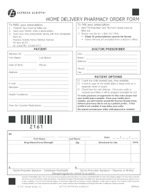 Home Delivery Pharmacy Order Form