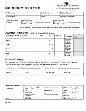 Dependent Addition Form
