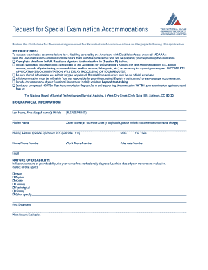 Request for Examination Accommodations