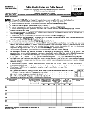 Schedule A Public Charity Status and Public Support