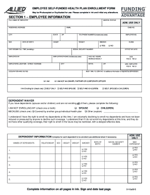 Employee Self-Funded Health Plan Enrollment Form